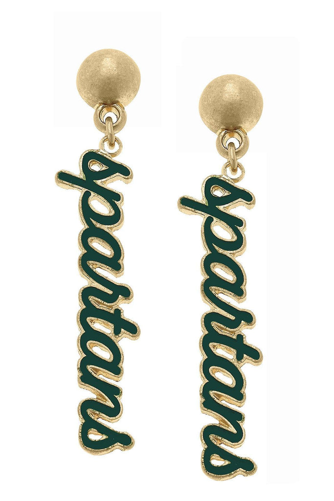 Michigan State Spartans Enamel Script Earrings - Canvas Style