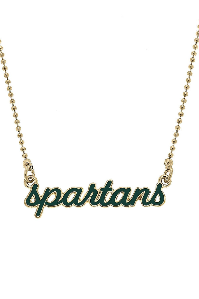 Michigan State Spartans Enamel Script Necklace - Canvas Style