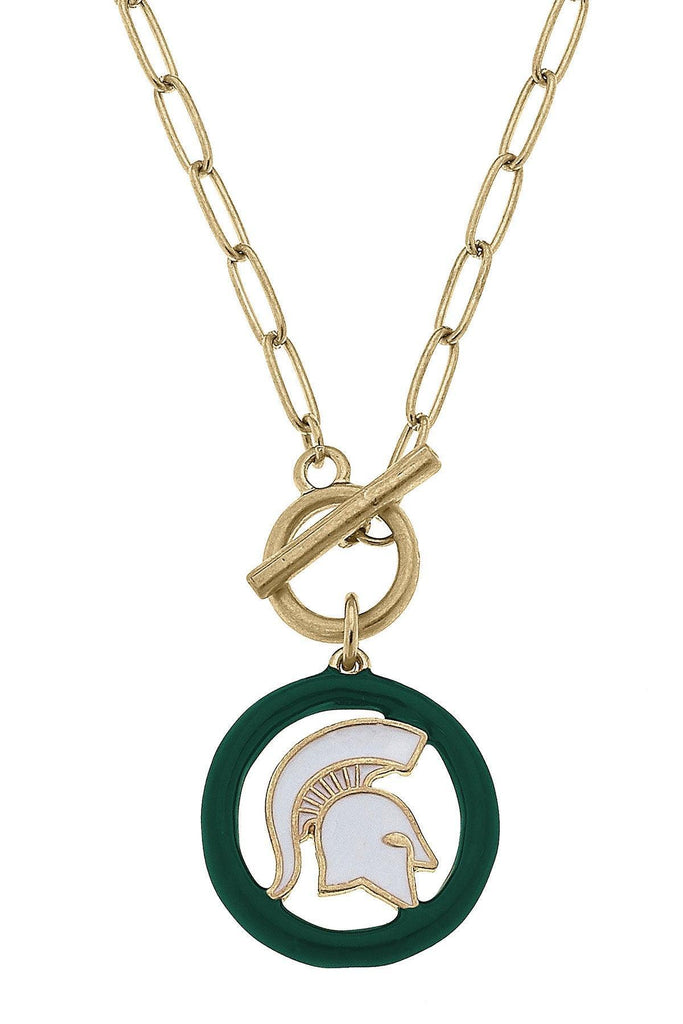 Michigan State Spartans Logo Enamel T-Bar 16" Necklace - Canvas Style