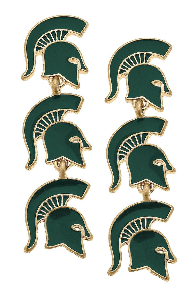 Michigan State Spartans Triple Drop Enamel Earrings - FINAL SALE - Canvas Style