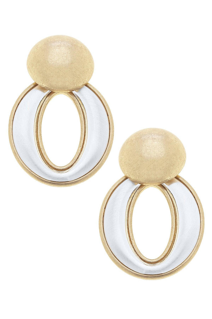 Mickey Sculpted O Drop Earrings in Satin Two Tone - Canvas Style