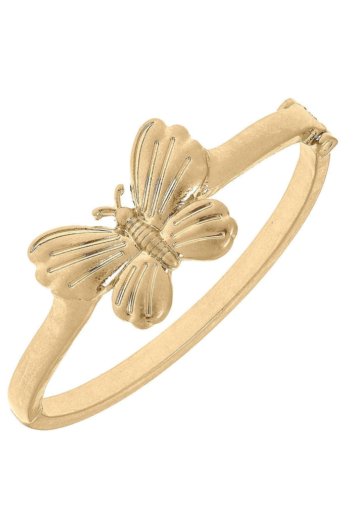 Millie Butterfly Hinge Bangle in Worn Gold - Canvas Style