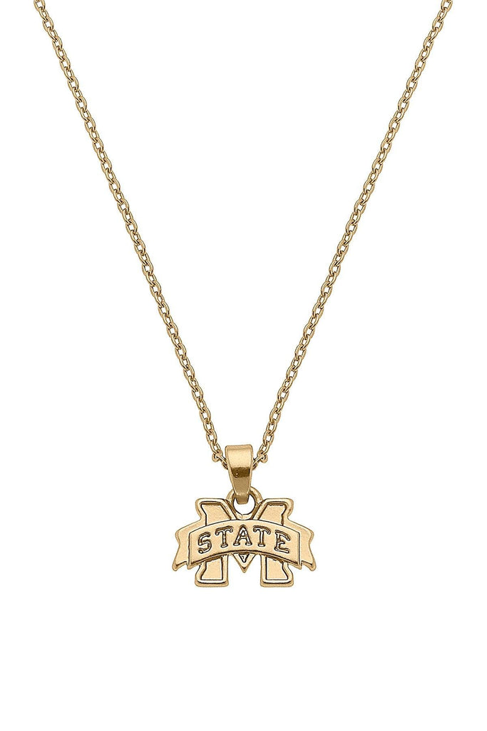Mississippi State Bulldogs 24K Gold Plated Pendant Necklace - Canvas Style
