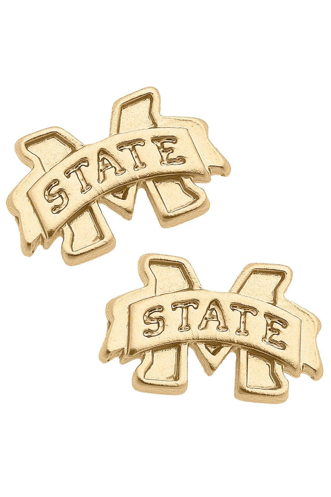 Mississippi State Bulldogs 24K Gold Plated Stud Earrings - Canvas Style