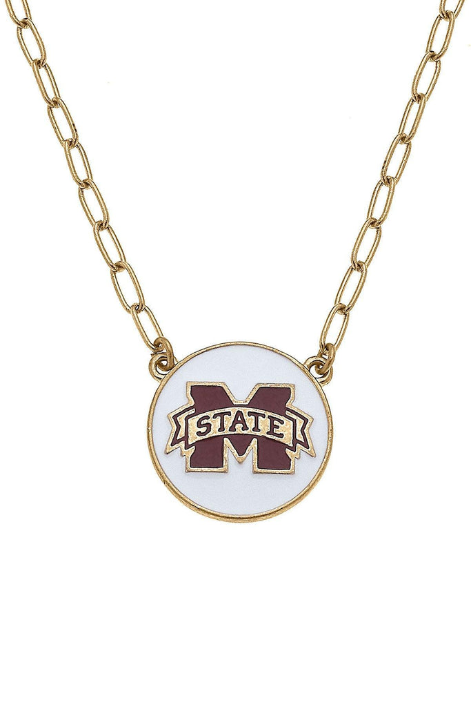 Mississippi State Bulldogs Enamel Disc Pendant Necklace - FINAL SALE - Canvas Style