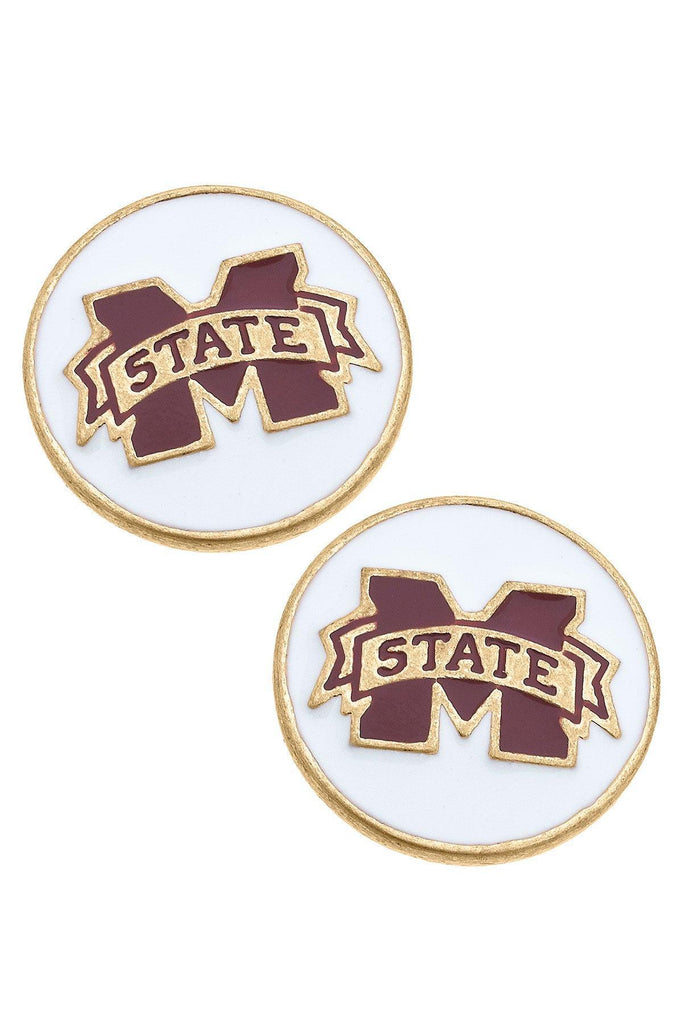 Mississippi State Bulldogs Enamel Disc Stud Earrings - FINAL SALE - Canvas Style