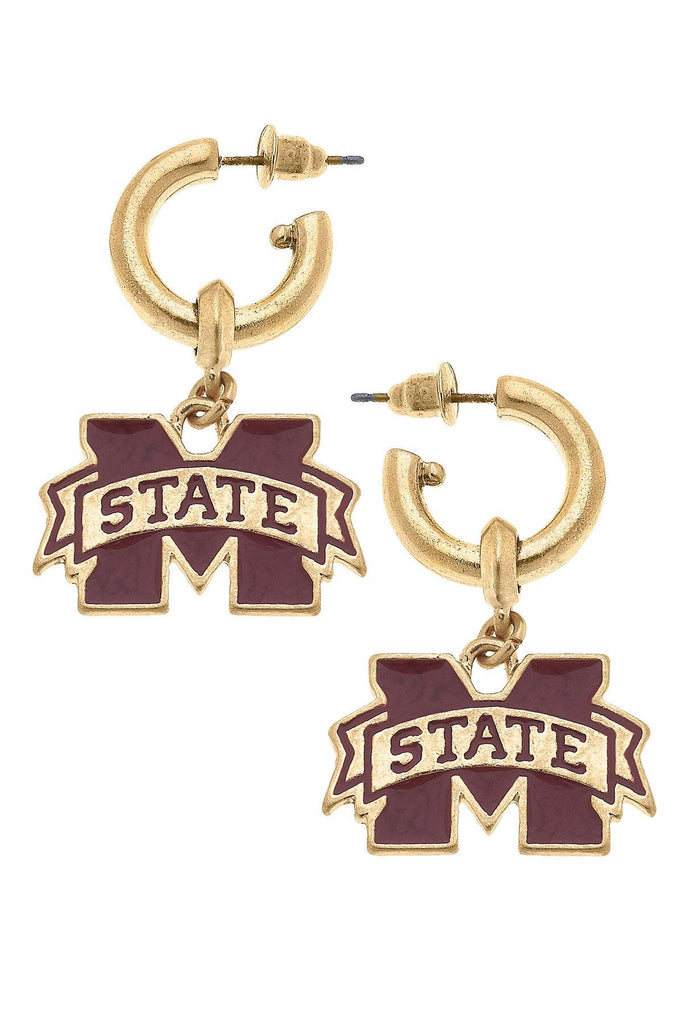 Mississippi State Bulldogs Enamel Drop Hoop Earrings - Canvas Style