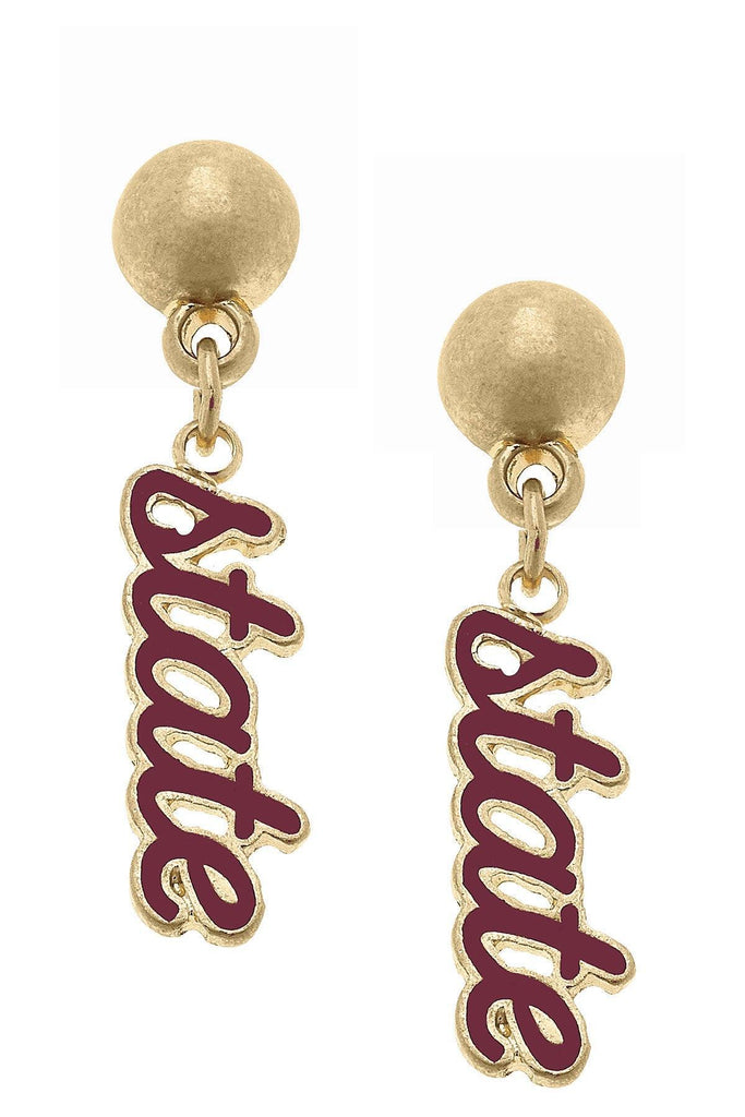 Mississippi State Bulldogs Enamel Script Earrings - Canvas Style