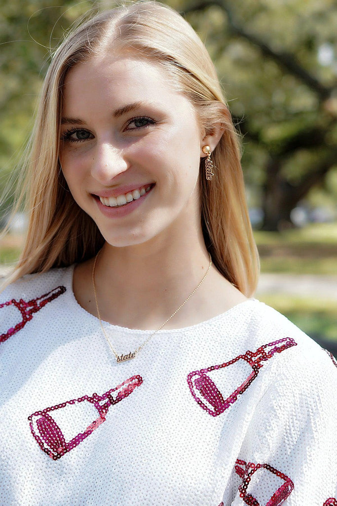 Mississippi State Bulldogs Enamel Script Earrings - Canvas Style