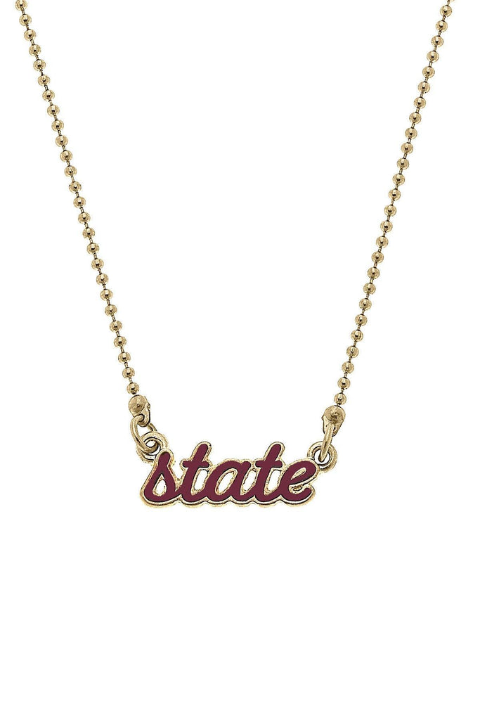 Mississippi State Bulldogs Enamel Script Necklace - Canvas Style