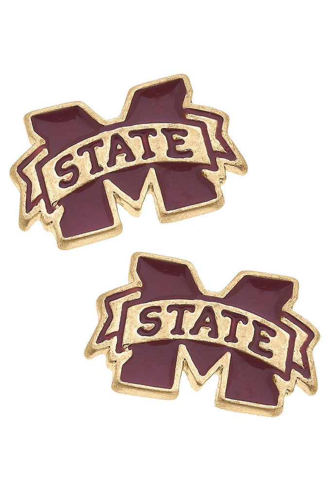Mississippi State Bulldogs Enamel Stud Earrings - Canvas Style