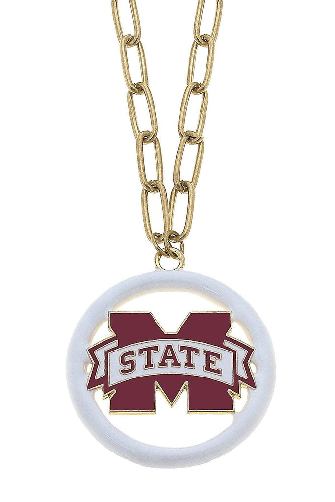 Mississippi State Bulldogs Logo Enamel Medallion 32" Necklace - Canvas Style