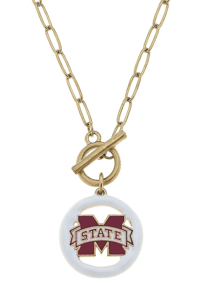 Mississippi State Bulldogs Logo Enamel T-Bar 16" Necklace - Canvas Style