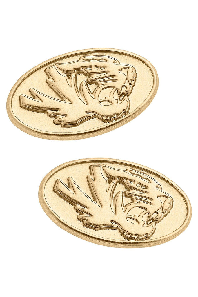 Missouri Tigers 24K Gold Plated Stud Earrings - Canvas Style