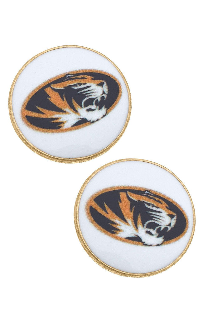 Missouri Tigers Enamel Disc Stud Earrings - Canvas Style
