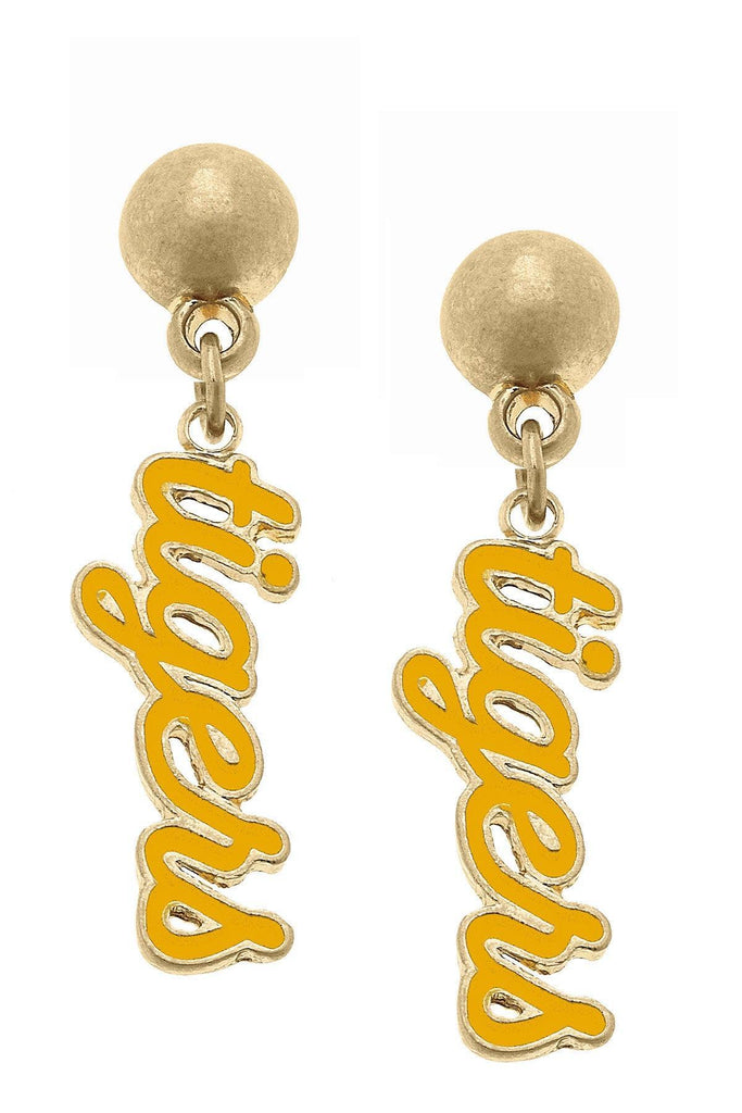 Missouri Tigers Enamel Script Earrings - Canvas Style