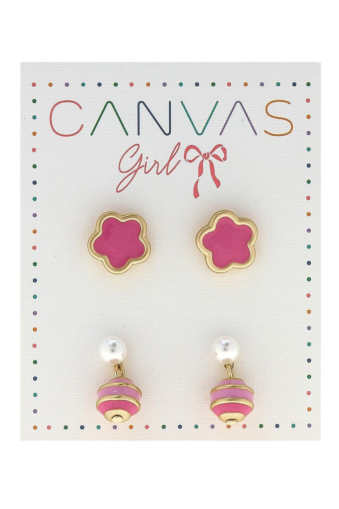 Molly Flowers & Macarons Children's Stud Earrings (Set of 2) - Canvas Style