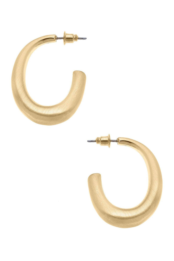 Naomi Hoop Earrings in Satin Gold - Canvas Style