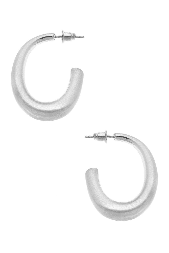 Naomi Hoop Earrings in Satin Silver - Canvas Style
