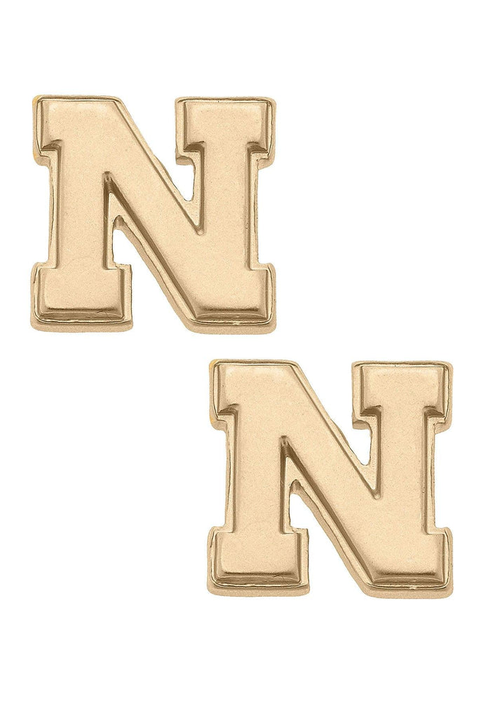Nebraska Cornhuskers 24K Gold Plated Stud Earrings - Canvas Style