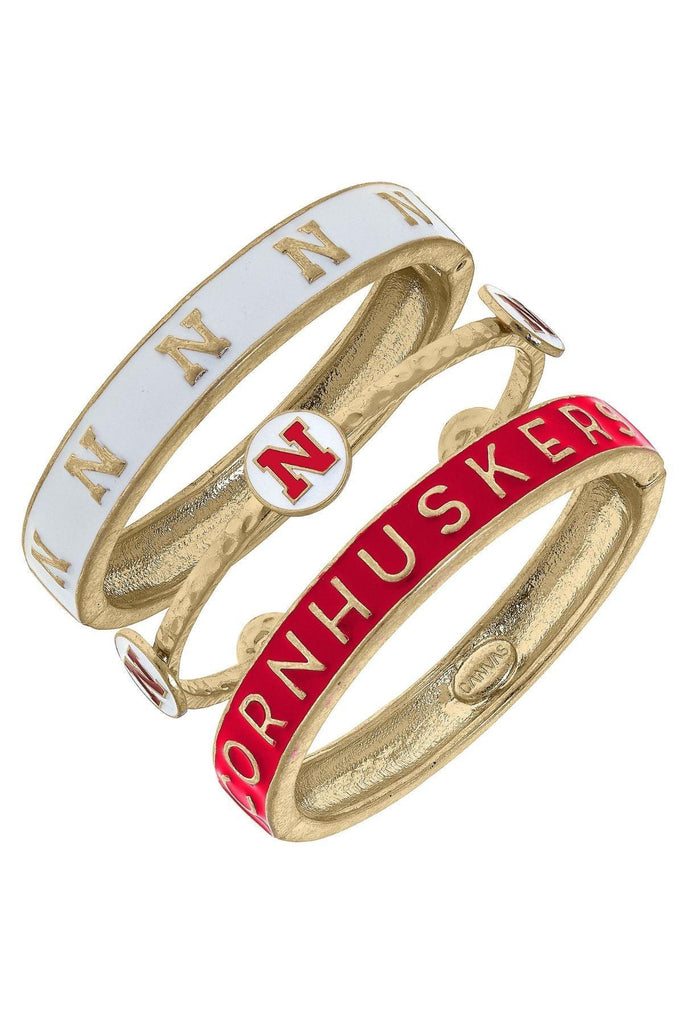 Nebraska Cornhuskers Enamel Bangle Stack (Set of 3) - Canvas Style