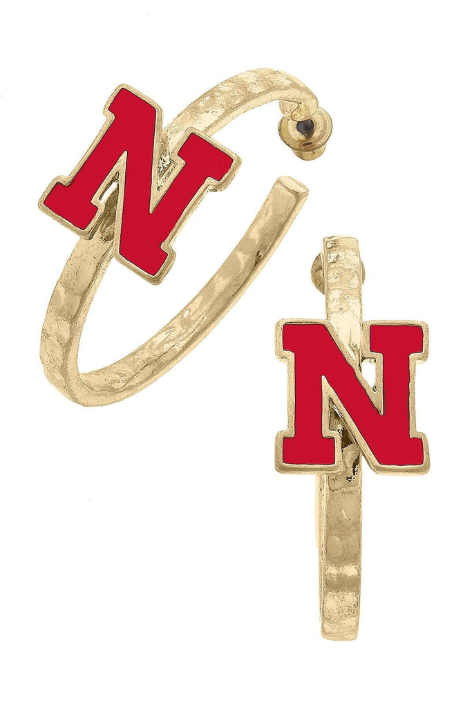 Nebraska Cornhuskers Enamel Logo Hoop Earrings - Canvas Style