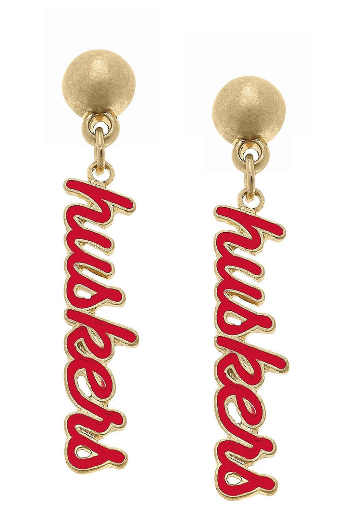 Nebraska Cornhuskers Enamel Script Earrings - Canvas Style