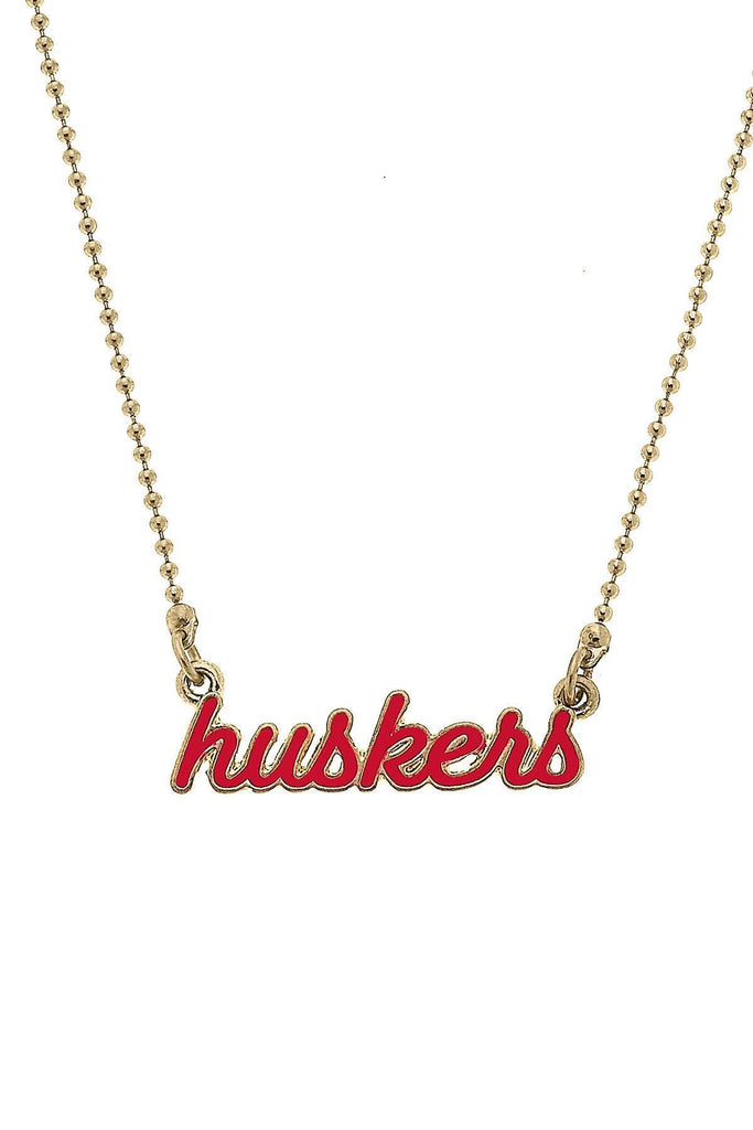 Nebraska Cornhuskers Enamel Script Necklace - Canvas Style