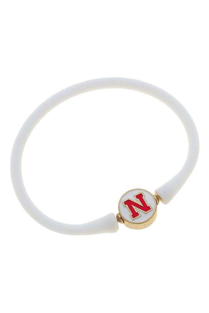 Nebraska Cornhuskers Enamel Silicone Bali Bracelet in White - Canvas Style
