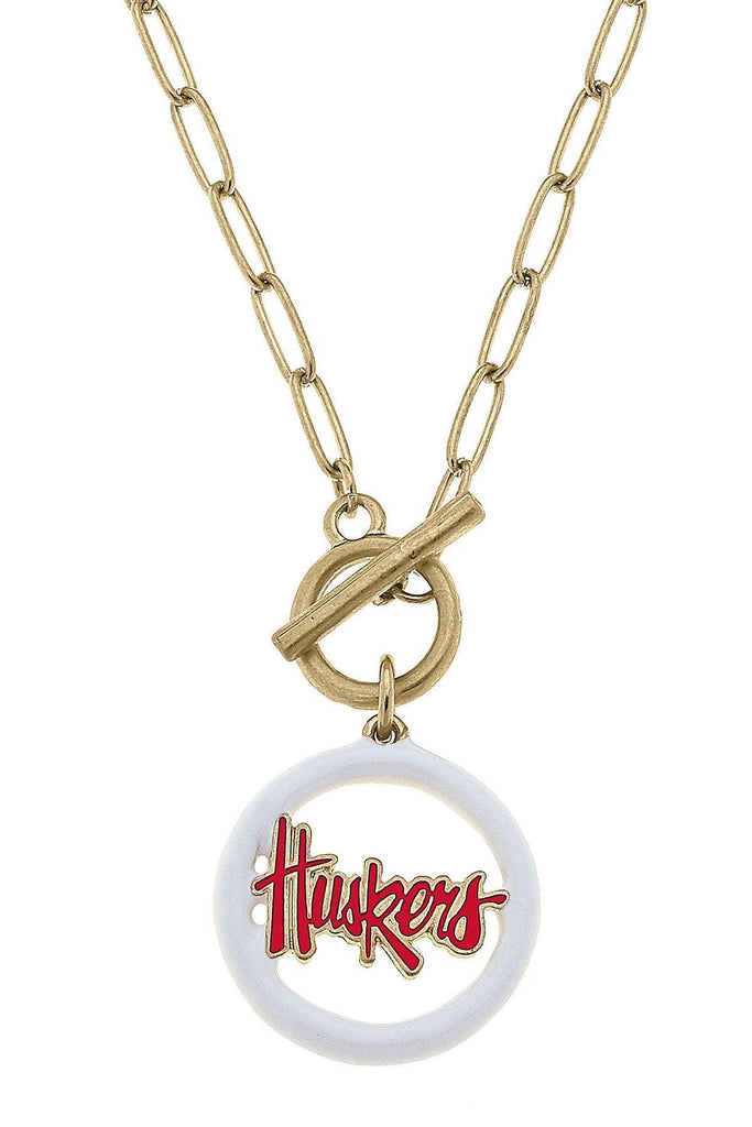 Nebraska Cornhuskers Logo Enamel T-Bar 16" Necklace - Canvas Style