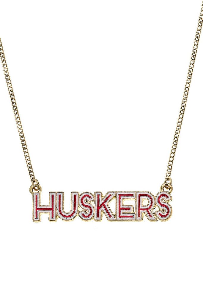 Nebraska Cornhuskers Outline Enamel Necklace - Canvas Style