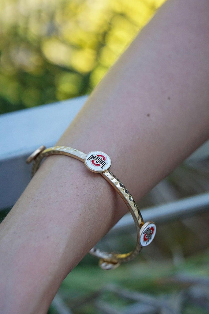 Ohio State Buckeyes Enamel Claudia Bangle in White - Canvas Style