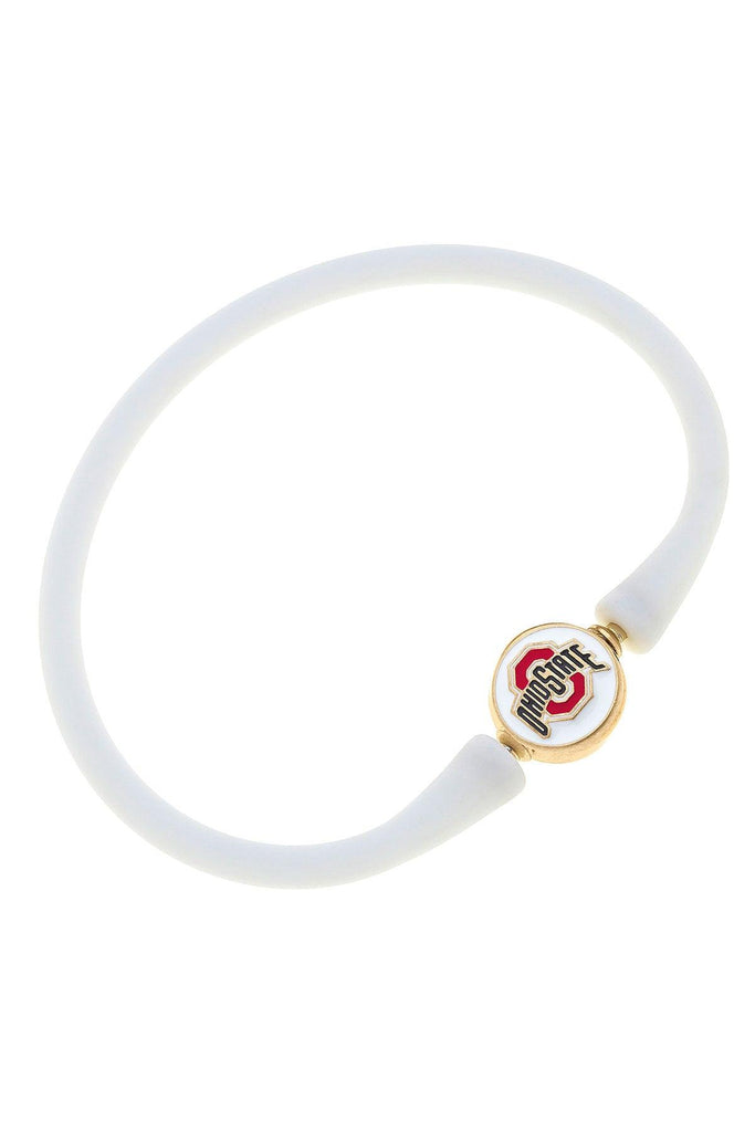 Ohio State Buckeyes Enamel Silicone Bali Bracelet in White - Canvas Style