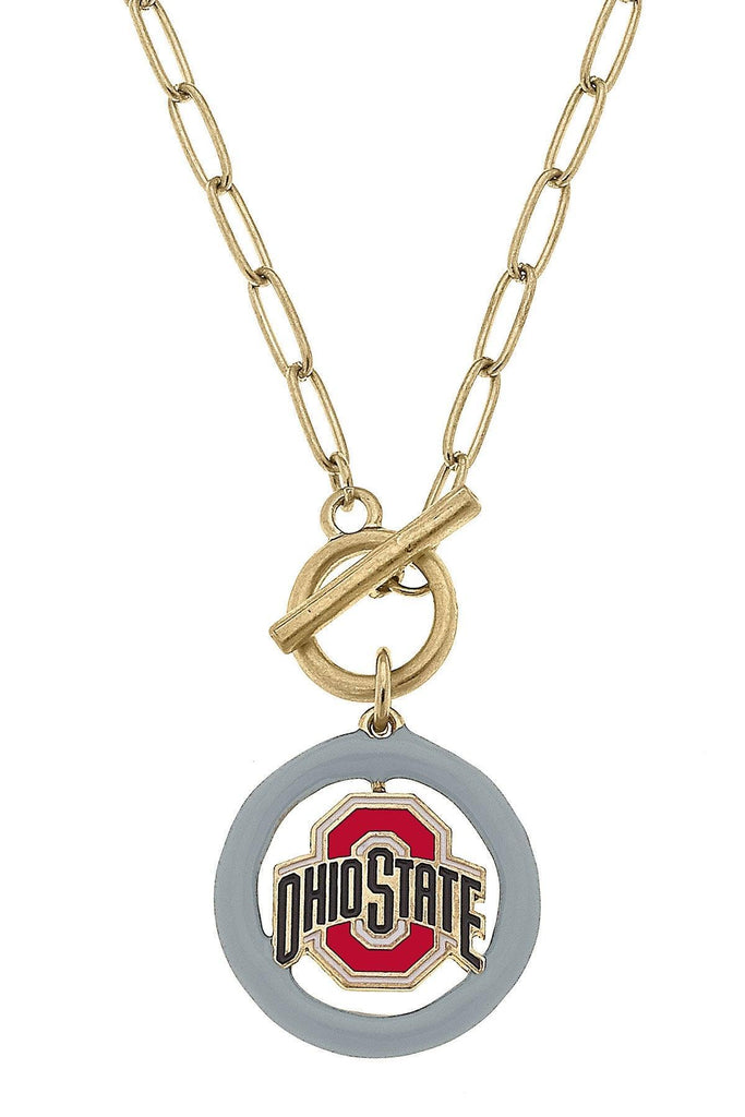 Ohio State Buckeyes Logo Enamel T-Bar 16" Necklace - Canvas Style