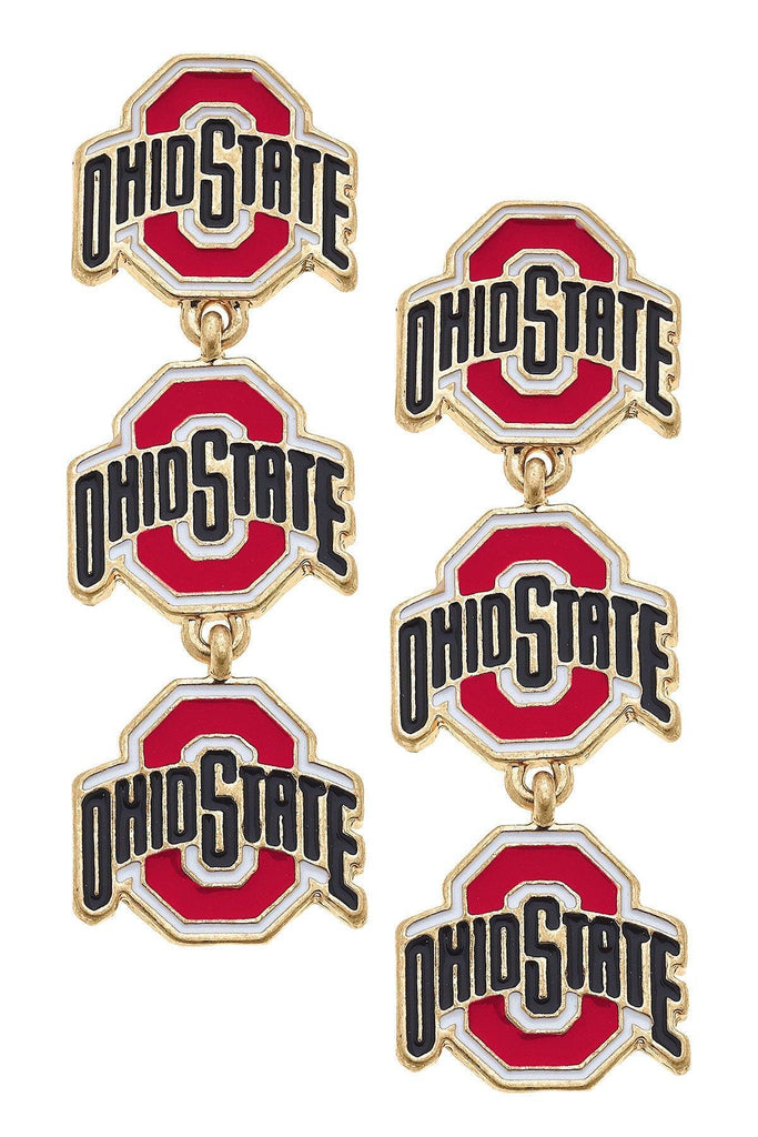 Ohio State Buckeyes Triple Drop Enamel Earrings - FINAL SALE - Canvas Style