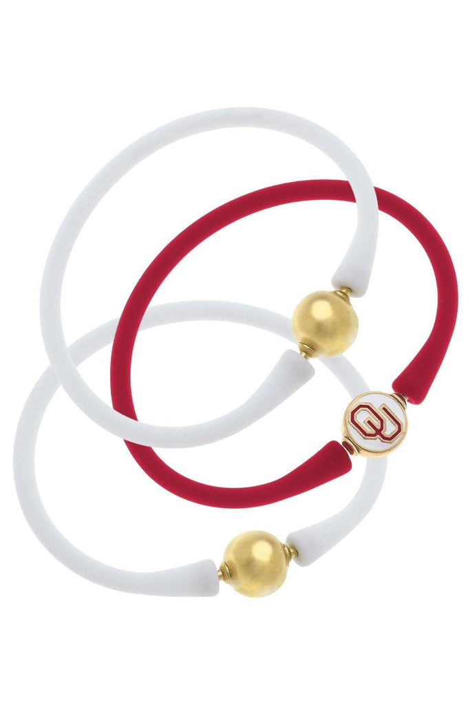 Oklahoma Sooners 24K Gold Plated Bali Bracelet Stack (Set of 3) - Canvas Style