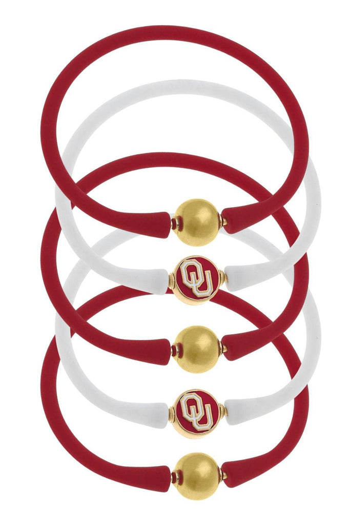Oklahoma Sooners 24K Gold Plated Bali Bracelet Stack (Set of 5) - Canvas Style