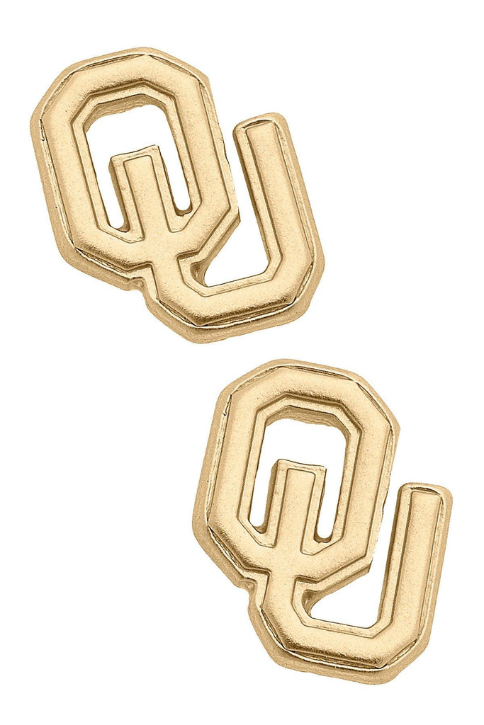 Oklahoma Sooners 24K Gold Plated Stud Earrings - Canvas Style