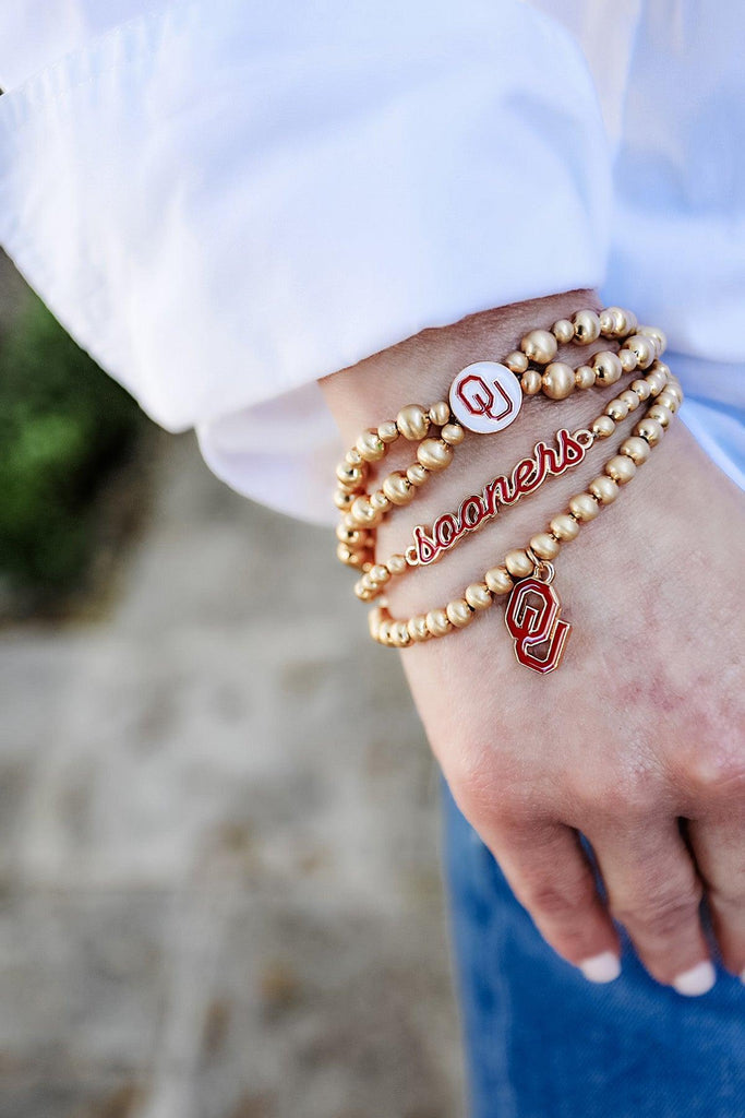 Oklahoma Sooners Ball Bead Stretch Bracelet - Canvas Style