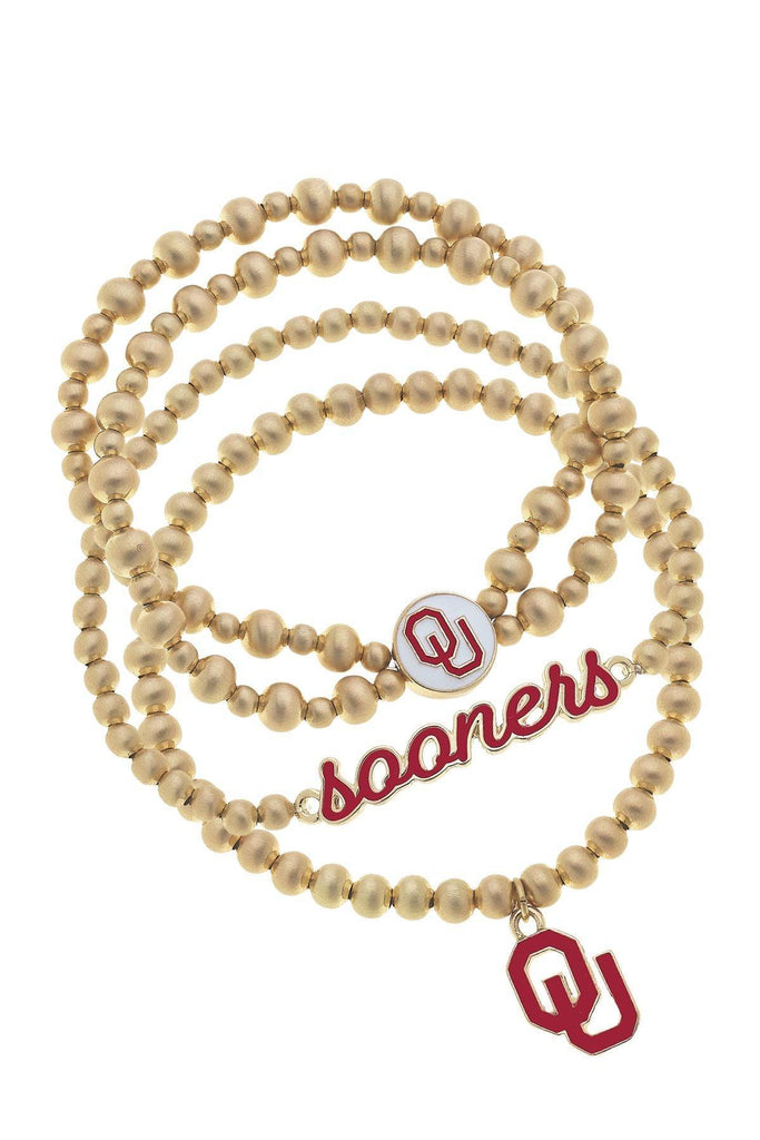 Oklahoma Sooners Ball Bead Stretch Bracelet Stack - Canvas Style