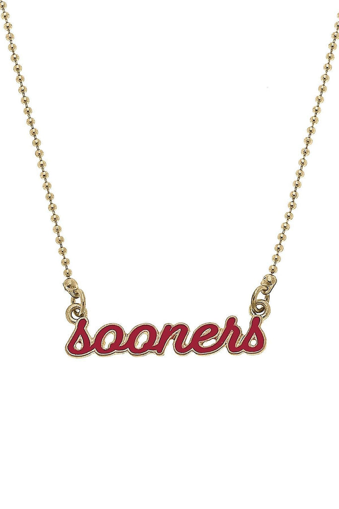 Oklahoma Sooners Enamel Script Necklace - Canvas Style