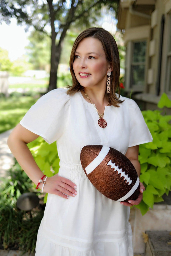 Oklahoma Sooners Pearl Cluster Dotted Enamel Drop Earrings - FINAL SALE - Canvas Style