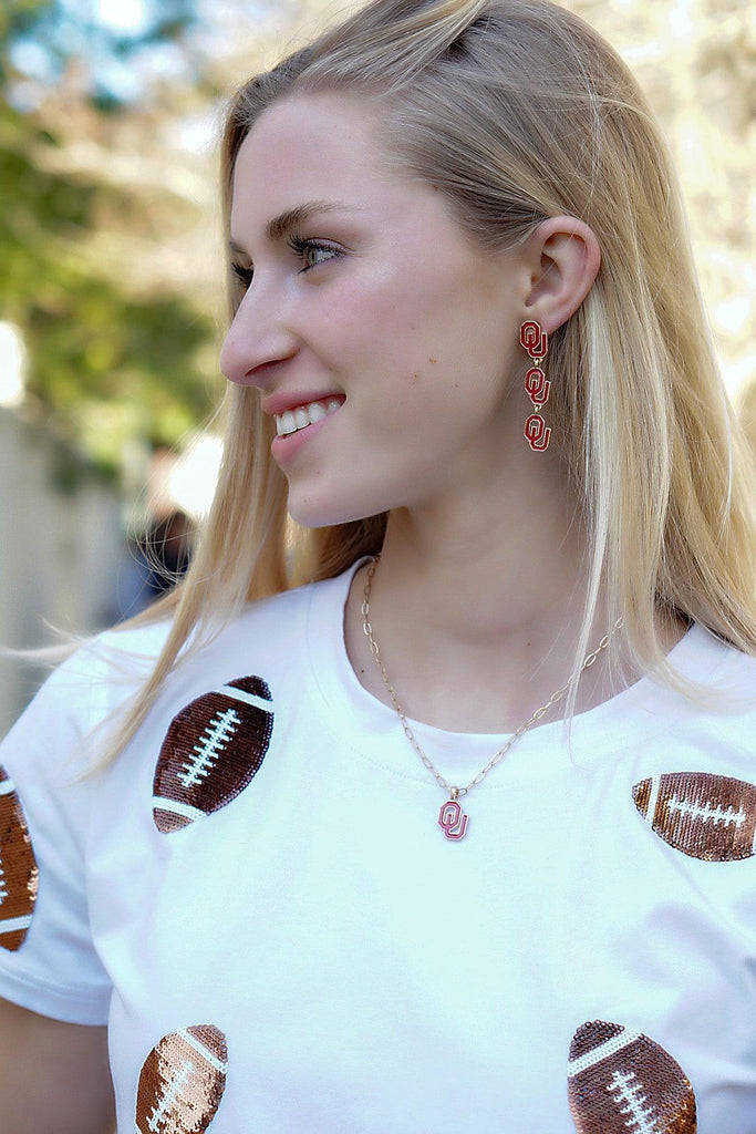 Oklahoma Sooners Triple Drop Enamel Earrings - FINAL SALE - Canvas Style