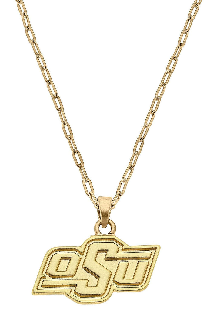 Oklahoma State Cowboys 24K Gold Plated Pendant Necklace - Canvas Style