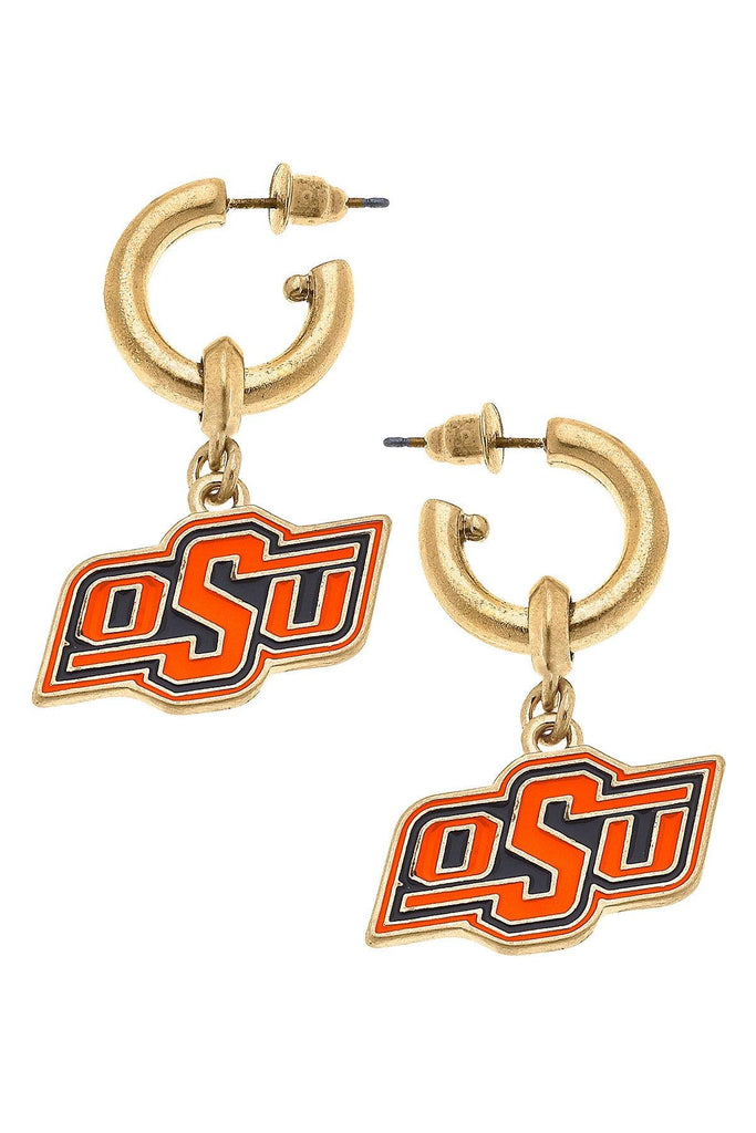 Oklahoma State Cowboys Enamel Drop Hoop Earrings - Canvas Style