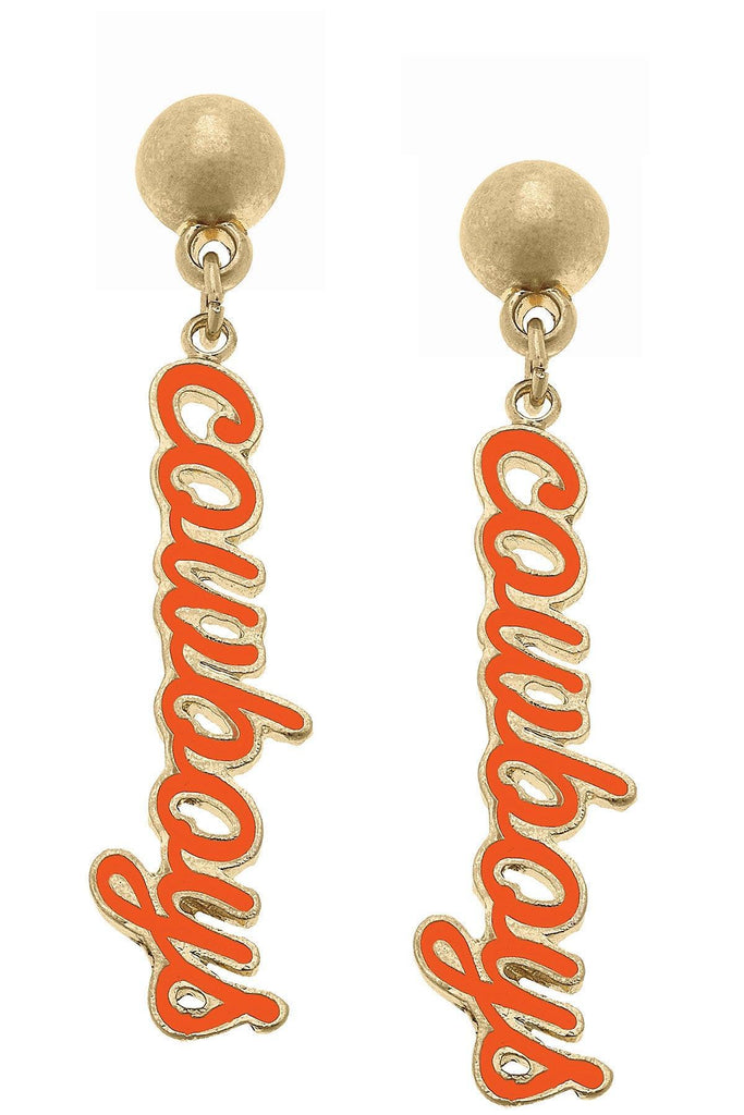 Oklahoma State Cowboys Enamel Script Earrings - Canvas Style