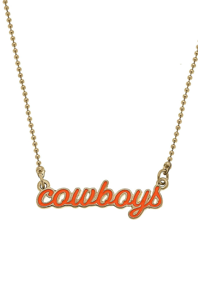 Oklahoma State Cowboys Enamel Script Necklace - Canvas Style