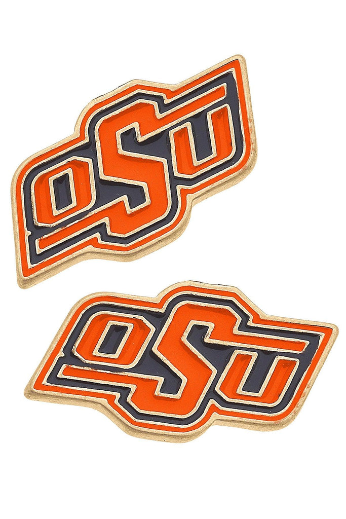 Oklahoma State Cowboys Enamel Stud Earrings - Canvas Style