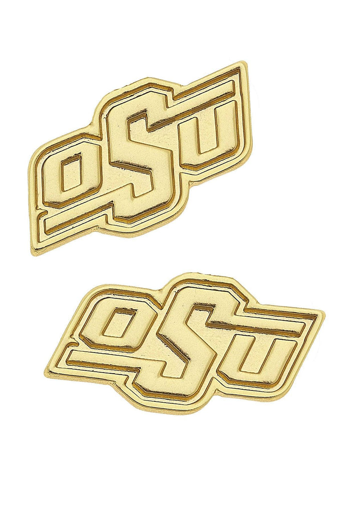 Oklahoma State Cowboys Logo 24K Gold Plated Stud Earrings - Canvas Style