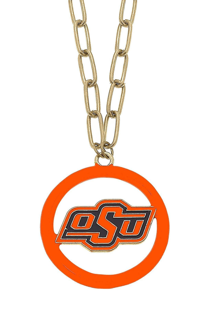 Oklahoma State Cowboys Logo Enamel Medallion 32" Necklace - Canvas Style